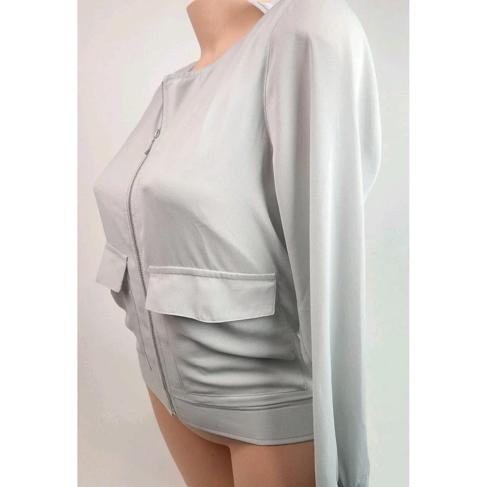 J Crew‎ Women's Light Gray/Grey Collarless Drapey Jacket Size XS - Picture 4 of 7